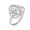 Flower Brass Micro Pave Cubic Zirconia Adjustable Ring Settings, for Half Drilled Beads, Rack Plating, Long-Lasting Plated, Lead Free & Cadmium Free, Platinum, Inner Diameter: 17.2mm, Tray: 17x17.5mm, Pin: 3x0.8mm