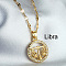 Twelve Constellation Alloy Crystal Rhinestone Pendant Necklaces for Women, Golden, Libra, 17.72 inch(45cm)