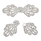 2Sets Alloy Interlocking Clasps, Hook Clasps, with Rhinestone, Bowknot, Silver, 65mm