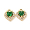 Brass Micro Pave Cubic Zirconia Charms, Cadmium Free & Nickel Free & Lead Free, Heart, Real 18K Gold Plated, Green, 9x8x3.5mm, Hole: 1mm