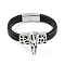 Braided Microfiber Leather Cord Bracelets, with 304 Stainless Steel Magnetic Clasps, Skull, 8-1/2 inch(21.5cm)