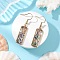 Natural Paua Shell Dangle Earrings, with 304 Stainless Steel Earring Hooks, Golden, Rectangle, 44.5x9mm