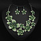 Flower Alloy Rhinestone Pendant Necklaces & Stud Dangle Earrings Sets, Peridot, 430mm