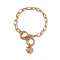 316 Stainless Steel Paperclip Chain Bracelet with Heart Charm for Women, Golden, 7-1/4 inch(18.5cm)