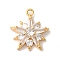 Brass Micro Pave Clear Cubic Zirconia Pendants, Nickle Free, Flower with Sun, Real 18K Gold Plated, 16x14x5mm, Hole: 1mm