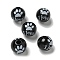 Printed Wood European Beads, Round with Word Pattern, Black, 15.5~16mm, Hole: 4~4.5mm