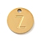 Ion Plating(IP) 304 Stainless Steel Pendants, Laser Cut, Flat Round with Letter Charm, Golden, Letter Z, 10x1mm, Hole: 1.4mm