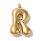 Ion Plating(IP) 304 Stainless Steel Pendants, Balloon Letter Charm, Golden, Letter R, 25x16.5x6mm, Hole: 2mm
