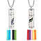 2Pcs 2 Styles Anti-Tarnish Stainless Steel Mini Hollow Column Perfume Bottle Necklaces, Box Chain Necklaces, with 20Pcs 10 Colors Felt Cotton Perfume Pads, Stainless Steel Color, 27.56 inch(70cm), 1pc/style