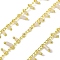 Handmade Brass Column Link Chains, with Natural Moonstone Beads & Glass Beads & Spool, Long-Lasting Plated, Rack Plating, Soldered, Lead Free & Cadmium Free, Real 18K Gold Plated, Charm: 5.5x2.5mm