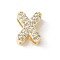Brass Micro Pave Clear Cubic Zirconia Initial Multi-strand Links, Real 18K Gold Plated, Lead Free & Cadmium Free, Long-Lasting Plated, Rack Plating, Letter X, 10x5~9.5x4.5~5mm, Hole: 1.5~3.2x2~8mm