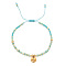 Natural Aventurine Braided Bead Bracelet, Adjustable Bracelet with Flat Round Charms,