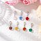 Flower Glass Pendant Decorations, with Zinc Alloy Lobster Claw Clasps, Platinum, 27mm