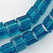 Glass Bead Strands, Faceted, Cube, Steel Blue, 5~6x5~6x5~6mm, Hole: 1mm, 95~100pcs/strand, 54~57cm