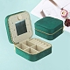 Cajas cuadradas con cremallera para almacenamiento de joyas de terciopelo de 2 nivel con espejo en el interior PW-WG25899-05-1