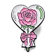 バレンタインデー黒亜鉛合金ブローチ  女性のためのピンクのエナメルピン  30x21x1.5月のバラ  [1]mm JEWB-E033-03EB-03-1