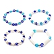 Set di braccialetti elastici per malocchio e perle di plastica in stile lampwork da 4 pz 4 BJEW-JB08386-1