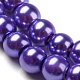 塗装された真珠光沢のあるガラスパールラウンドビーズ連売りを焼く10連売り  紫色のメディア  4~5mm  穴：1mm  約210個/連  31.40インチ（79.75cm） HY-SZ0001-02A-02-2