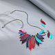 Ожерелье из сплава листьев с подвеской из искусственной кожи и серьга-гвоздик FS-WGFF9DD-04-3