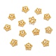 チベット風合金ビーズキャップ  5花びら  ゴールドカラー  カドミウムフリー＆鉛フリー  7.5x3mm  穴：2mm K08A7011-2