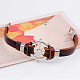 Helm Alloy Leather Cord Link Bracelets BJEW-P0001-13-5