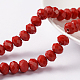 1 fil opaque solide couleur rouge foncé cristal verre rondelle perles brins X-EGLA-F046A-18-1