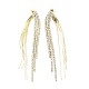 Clear Cubic Zirconia & Crystal Rhinestone Long Tassel Dangle Stud Earrings EJEW-C037-07F-LG-1