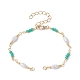 Realizzazione di braccialetti a catena a maglie con perline ovali e sfaccettate in plastica imitazione perla AJEW-JB01150-44-1