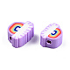 手作り樹脂粘土ビーズ  レインボー  紫色のメディア  6~9x8~11x4mm  穴：1.6mm CLAY-N011-63-10-3