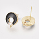 Accessoires de puces d'oreilles en émail en laiton plaqué 18k or véritable KK-T038-575A-G-NF-1