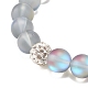 Bracelet extensible perlé rond en pierre de lune synthétique avec strass BJEW-JB07875-5