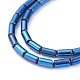 電気メッキガラスビーズセット  フルメッキ  コラム  ブルーメッキ  4.5~5x2.5mm  穴：0.8mm  約75個/連  14.17インチ（36cm） EGLA-K014-B-FP08-4