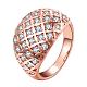 Classic Real Rose Gold Plated Brass Cubic Zirconia Wide Band Rings for Women RJEW-BB05777-7RG-1