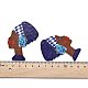 プリント加工木製のビッグサイズペンダント  染め  女の子  ミックスカラー  60.5x47.5x2.5mm  穴：1.8mm WOOD-S050-04-M-3