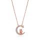 Китайское зодиакальное ожерелье бык ожерелье 925 стерлингового серебра розовое золото крупного рогатого скота на луне кулон ожерелье циркон луна и звезда ожерелье милые животные ювелирные подарки для женщин JN1090B-1