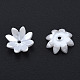 樹脂模造パールビーズキャップ  マルチ花弁  花  ホワイト  10x10x3mm  穴：1mm RESI-N036-04-06-2