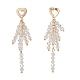 Boucles d'oreilles pendantes à pampilles en perles de verre transparent EJEW-TA00160-2