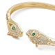 Зеленые и прозрачные браслеты-манжеты в виде змеи с кубическим цирконием BJEW-A131-01G-4