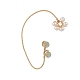 Natural Gemstone & Pearl Braided Flower Cuff Earrings EJEW-JE04957-5