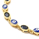 Enamel Evil Eye & Glass Oval Link Chain Bracelet BJEW-G663-01G-03-3