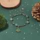 Bracelet à breloques en émail sapin de noël avec perles d'aventurine verte naturelle BJEW-TA00120-01-2