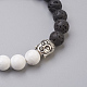 Perles de pierre de lave naturelle et perles de howlite naturelles bracelets extensibles BJEW-JB03851-05-2
