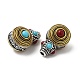 Perlas de gurú de 3 agujero de aleación de estilo tibetano chapado en estante FIND-B023-07-3