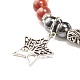 Bracelet extensible en perles rondes avec pierres précieuses mélangées naturelles et synthétiques avec étoile en alliage avec arbre BJEW-JB07868-4