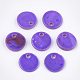 淡水シェルペンダント  染め  フラットラウンド  青紫色  10x1.5~2mm  穴：1.5mm X-SHEL-T012-61A-07-1