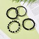 4 pièces 4 style naturel obsidienne sans yeux et pierre de lave ensemble de bracelets perlés BJEW-JB09085-6