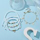 4Pcs 4 Style Glass & Brass Moon & Star Braided Bead Bracelets Set BJEW-JB09640-2