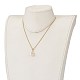 Collares con colgante inicial de perlas naturales NJEW-JN03297-03-5