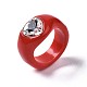 不透明なアクリル指輪  ハート  レッド  usサイズ7 1/4(17.5mm) RJEW-Q162-001D-6