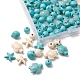 130 Stück 8 Stile gefärbte synthetische türkisfarbene Perlen G-FS0005-69-5